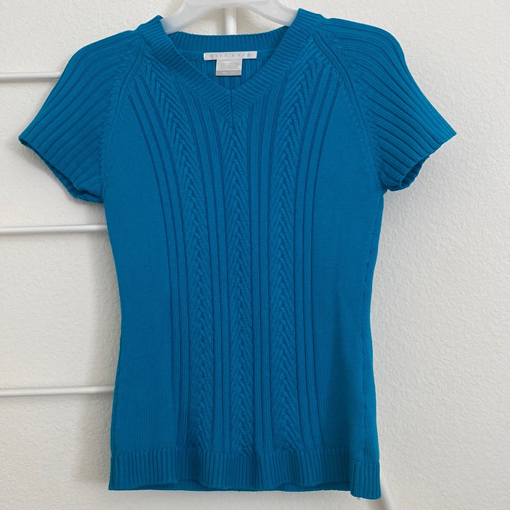 NIKEGOLF Sweater Short Sleeves Turquoise Ribbed SZ S NWOT